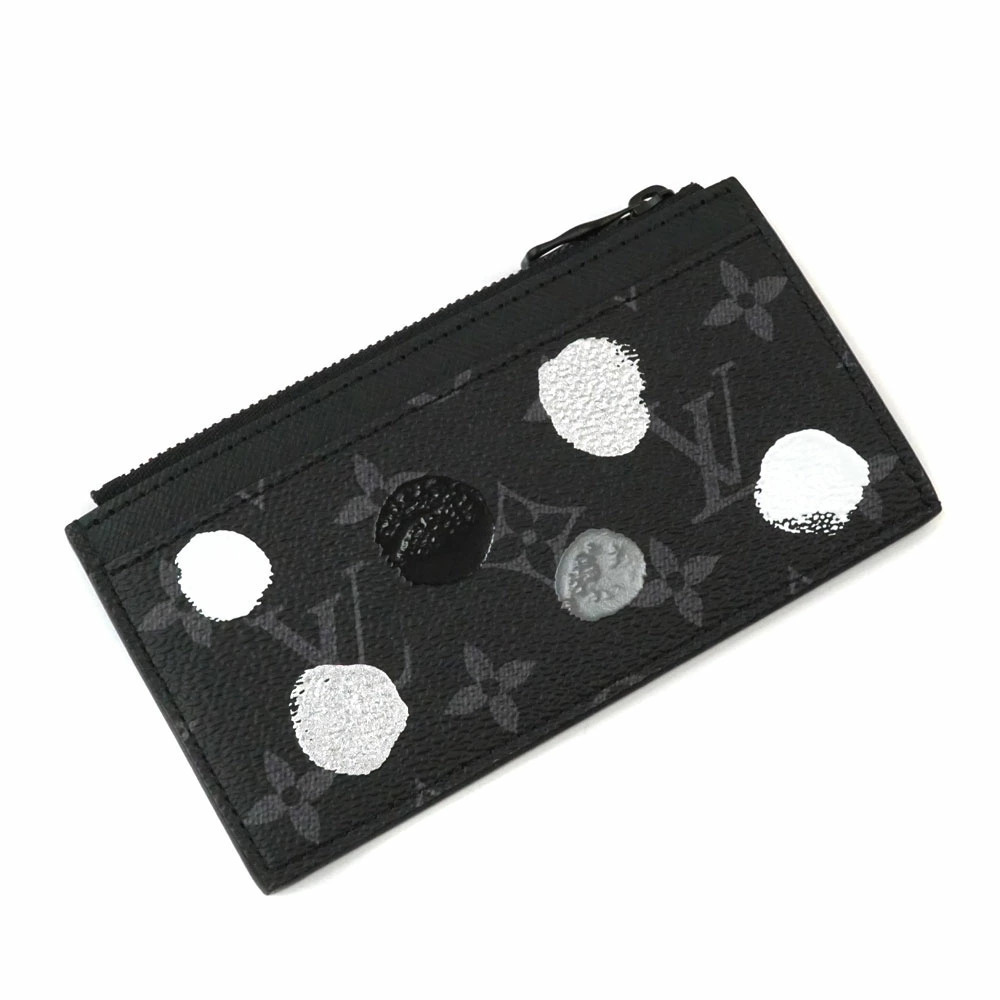 Louis Vuitton Coin Card Holder Monogram Yayoi Canvas Leather Eclipse Black